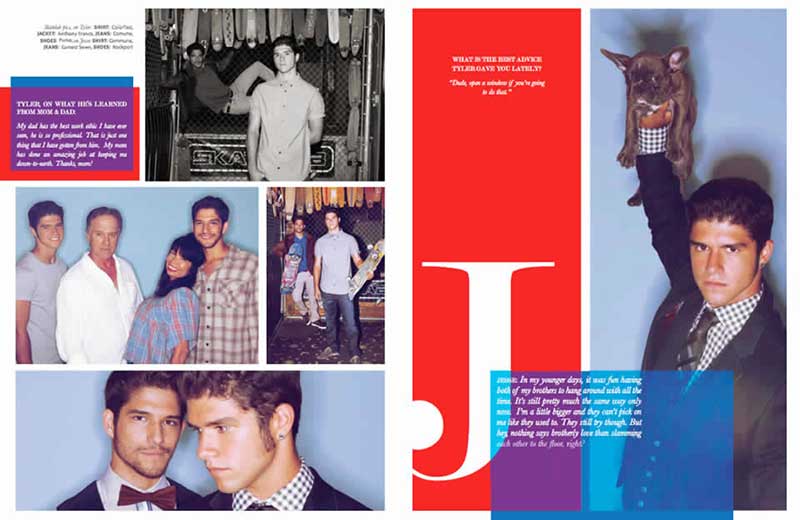 Shrinkabulls Luna with Teen Wolf star Tyler Posey and his brother Jesse in Miabella Magazine